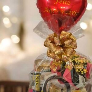 Cesta Maleta cartonada Fit com flor