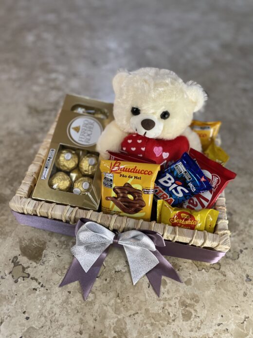 Cesta chocolate com ursinho na bandeja - Image 2