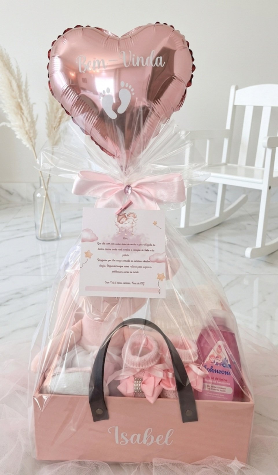 Cesta maleta boas vindas com boneca