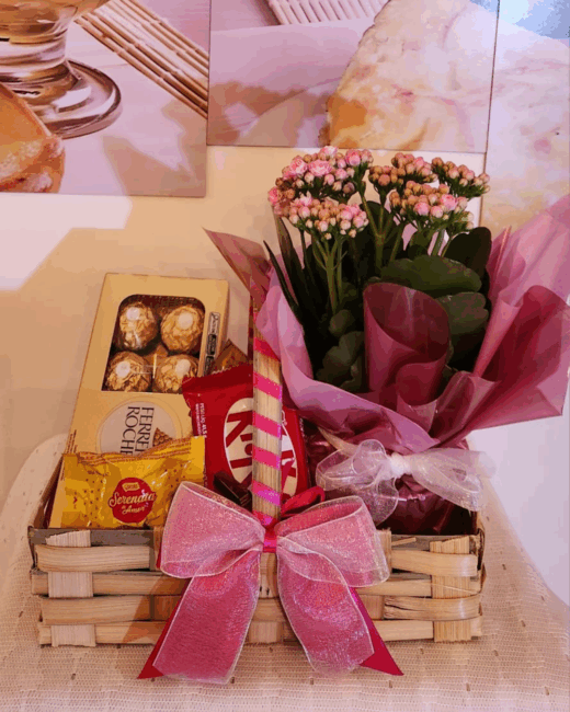 Cesto flor com chocolate